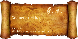 Gromen Arika névjegykártya
